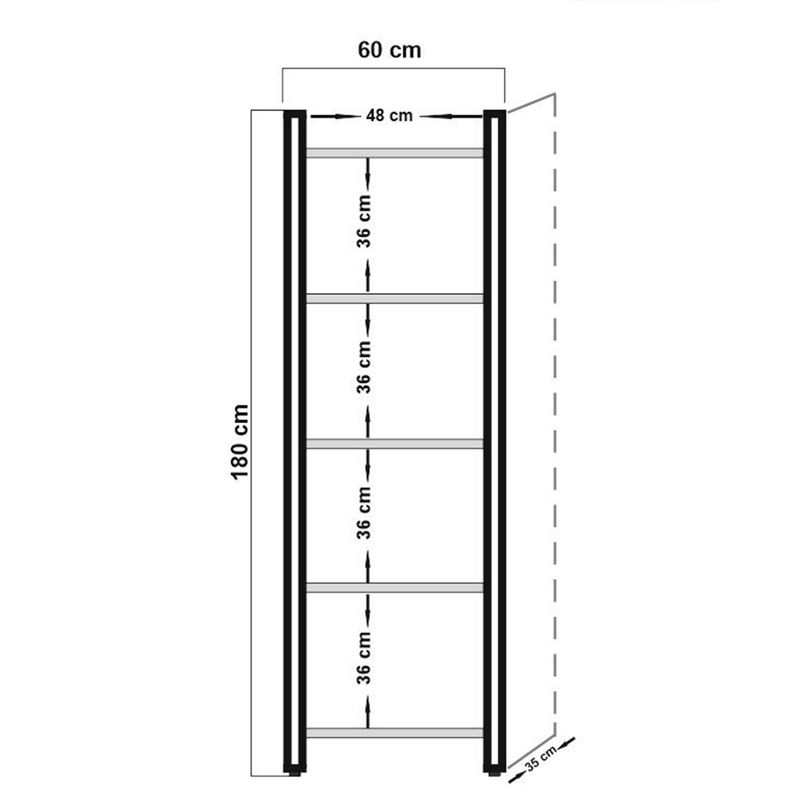 Casa si Gradina - Mobilier - Biblioteci si rafturi - Biblioteci - Biblioteca, Hanah Home, pal melaminat, pin atlantic si negru, 60x35x180 cm - Infinity.ro