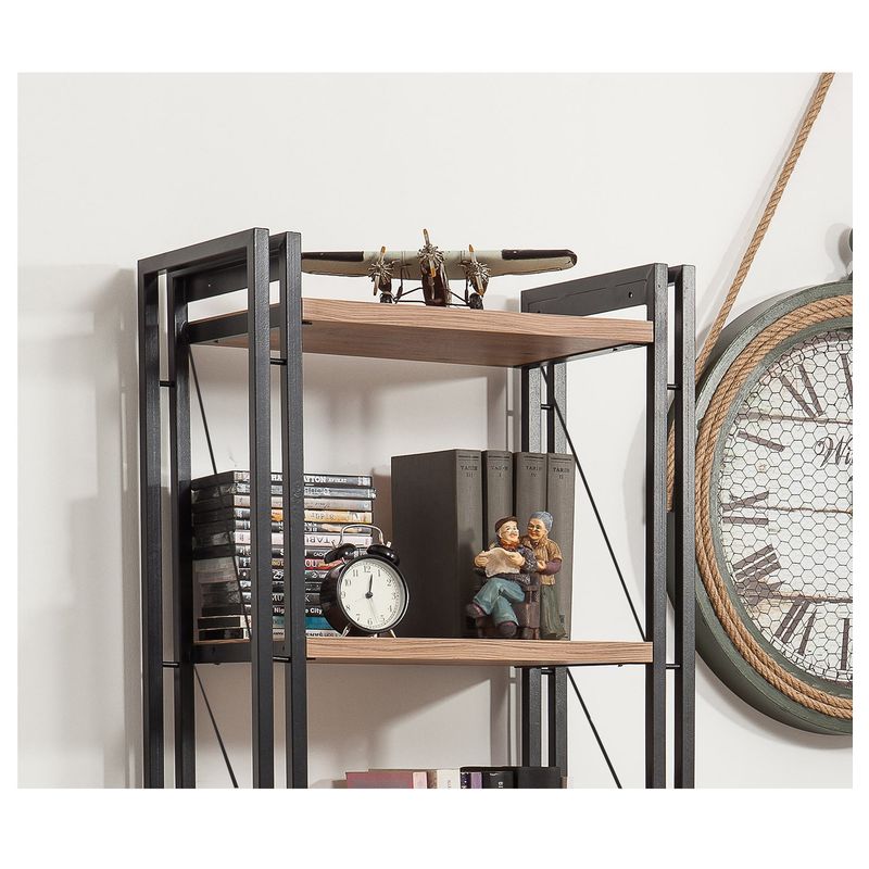 Casa si Gradina - Mobilier - Biblioteci si rafturi - Biblioteci - Biblioteca, Hanah Home, pal melaminat, pin atlantic si negru, 60x35x180 cm - Infinity.ro