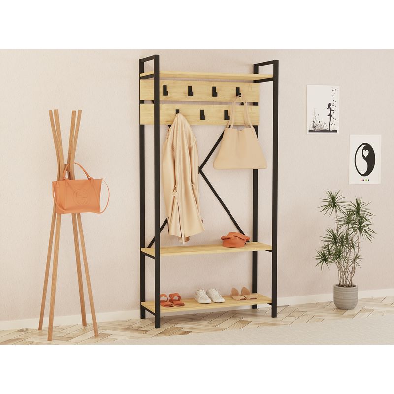 Casa si Gradina - Mobilier - Organizare si depozitare - Cuiere - Cuier, Hanah Home, pal melaminat, safir, 90x34x180 cm - Infinity.ro