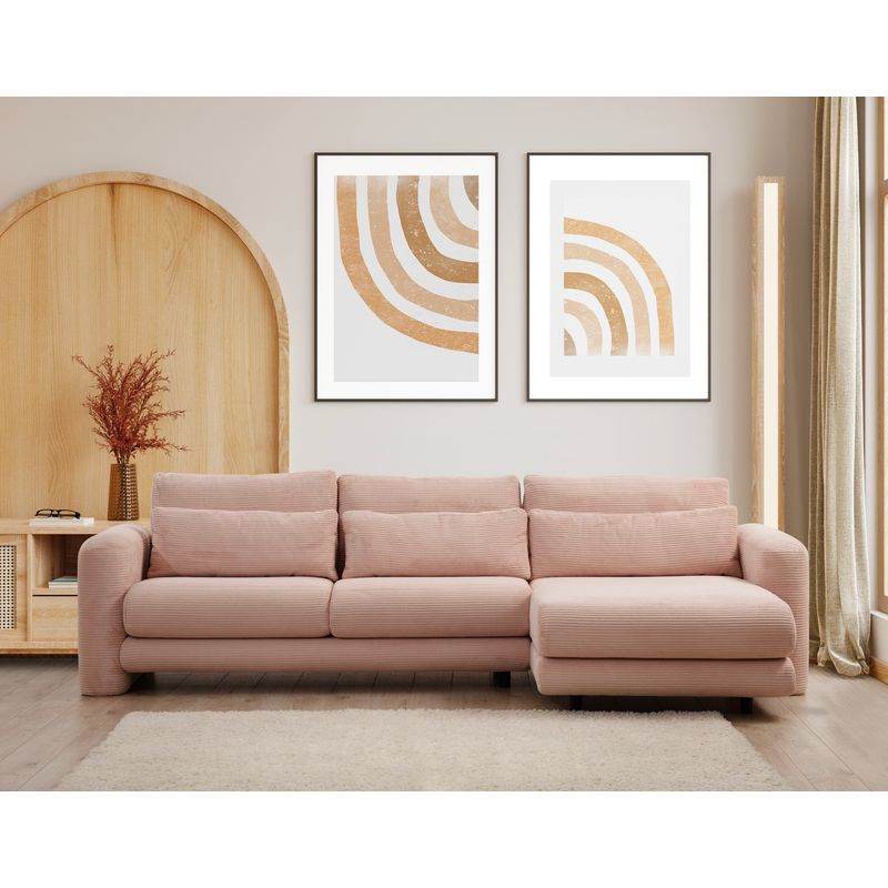 Casa si Gradina - Mobilier - Canapele si coltare - Coltare - Coltar, Hanah Home, lemn fag si pal, roz, 290x165x97 cm - Infinity.ro