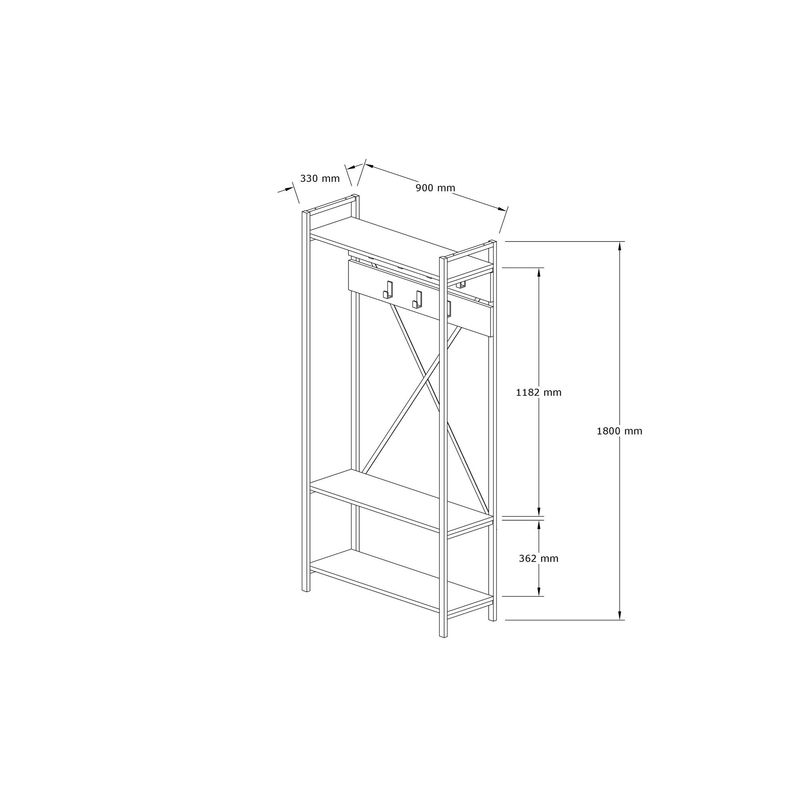 Casa si Gradina - Mobilier - Organizare si depozitare - Cuiere - Cuier, Hanah Home, pal melaminat, safir, 90x34x180 cm - Infinity.ro