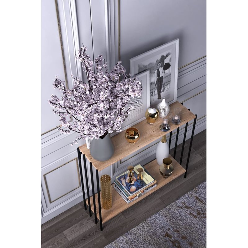 Casa si Gradina - Mobilier - Comode si corpuri - Console - Consola, Hanah Home, pal melaminat, negru si pin atlantic, 90x26x80 cm - Infinity.ro