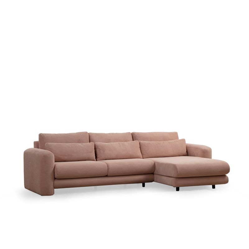 Casa si Gradina - Mobilier - Canapele si coltare - Coltare - Coltar, Hanah Home, lemn fag si pal, roz, 290x165x97 cm - Infinity.ro