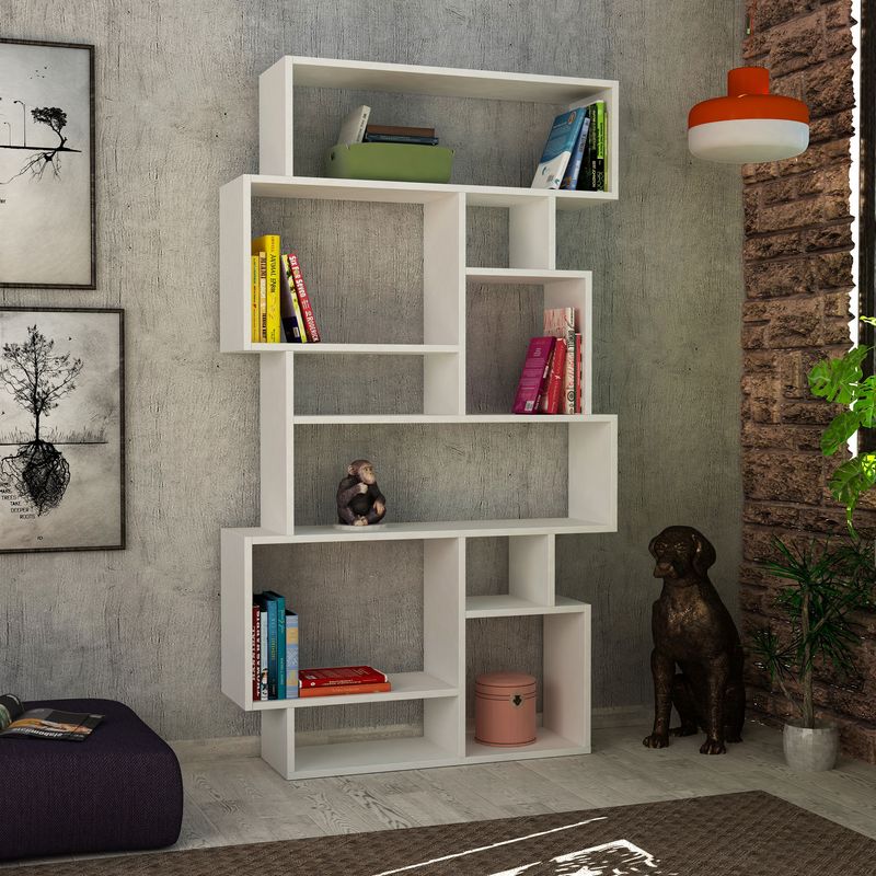 Casa si Gradina - Mobilier - Biblioteci si rafturi - Biblioteci - Biblioteca, Hanah Home, PAL melaminat, alb, 96x25.5x168.5 cm - Infinity.ro
