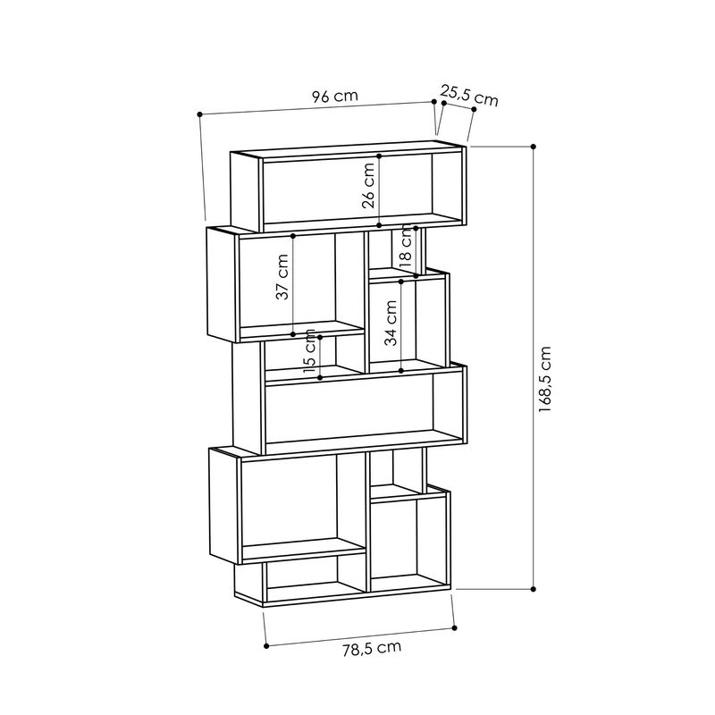 Casa si Gradina - Mobilier - Biblioteci si rafturi - Biblioteci - Biblioteca, Hanah Home, PAL melaminat, alb, 96x25.5x168.5 cm - Infinity.ro