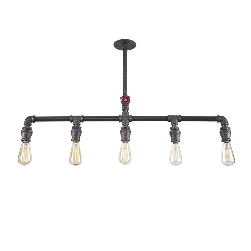 Casa si Gradina - Corpuri si surse de iluminat - Lustre si pendule - Lustra, Opviq, teava de fier, negru, 78x67x10 cm - Infinity.ro