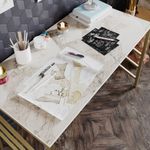 Casa si Gradina - Mobilier - Mese si birouri - Birouri - Birou de studiu, Hanah Home, pal melaminat, auriu si alb, 120x60x75 cm - Infinity.ro