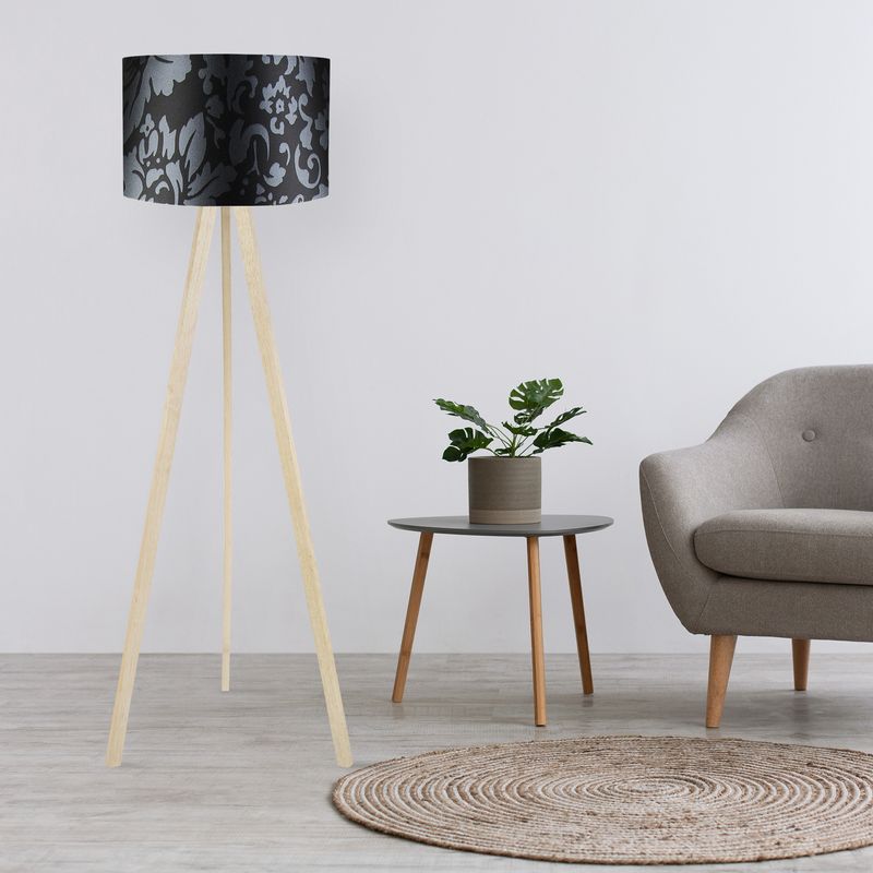 Casa si Gradina - Corpuri si surse de iluminat - Veioze si lampi - Lampadare - Lampadar, Opviq, mdf si material pvc, negru gri maro, 38x140 cm - Infinity.ro