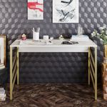 Casa si Gradina - Mobilier - Mese si birouri - Birouri - Birou de studiu, Hanah Home, pal melaminat, auriu si alb, 120x60x75 cm - Infinity.ro