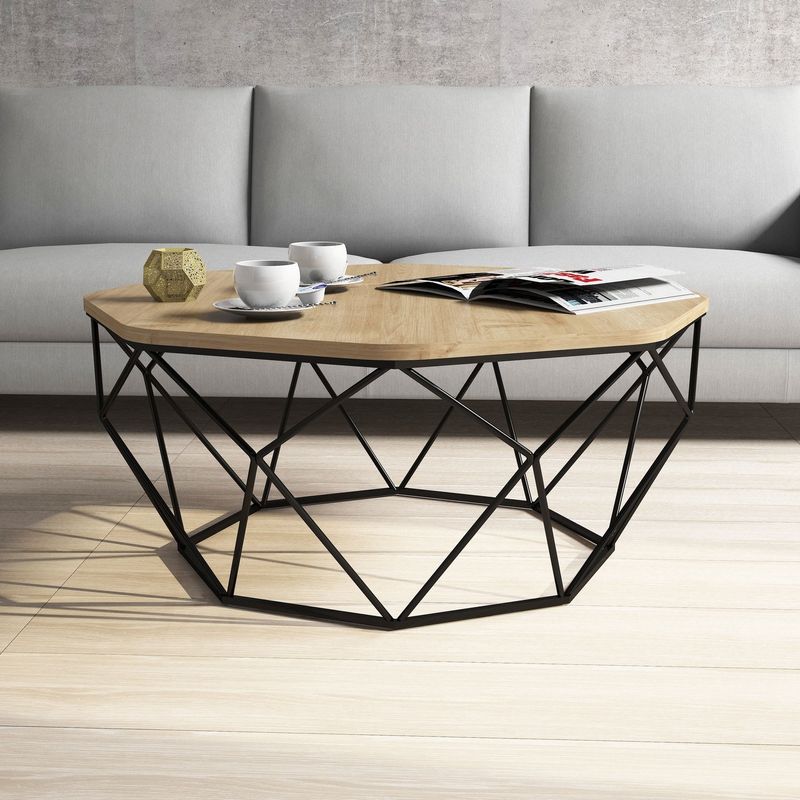 Casa si Gradina - Mobilier - Mese si birouri - Masute de cafea - Masuta de cafea, Hanah Home, pal melaminat, stejar, 90x90x38 cm - Infinity.ro