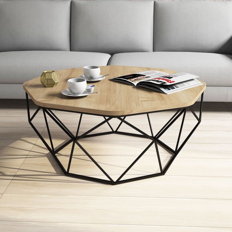 Casa si Gradina - Mobilier - Mese si birouri - Masute de cafea - Masuta de cafea, Hanah Home, pal melaminat, stejar, 90x90x38 cm - Infinity.ro