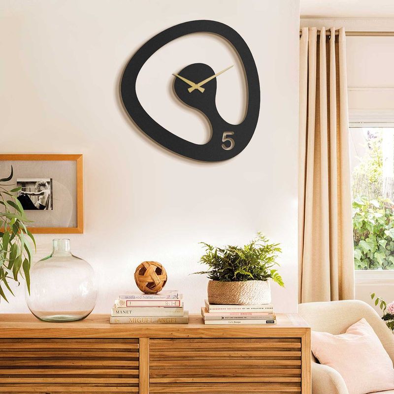 Casa si Gradina - Decoratiuni - Ceasuri - Ceas de perete decorativ, Wallxpert, otel, negru auriu, 44x45 cm - Infinity.ro