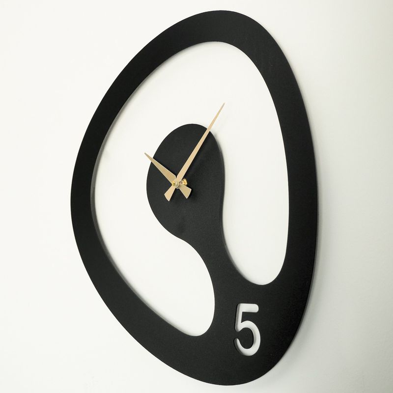 Casa si Gradina - Decoratiuni - Ceasuri - Ceas de perete decorativ, Wallxpert, otel, negru auriu, 44x45 cm - Infinity.ro