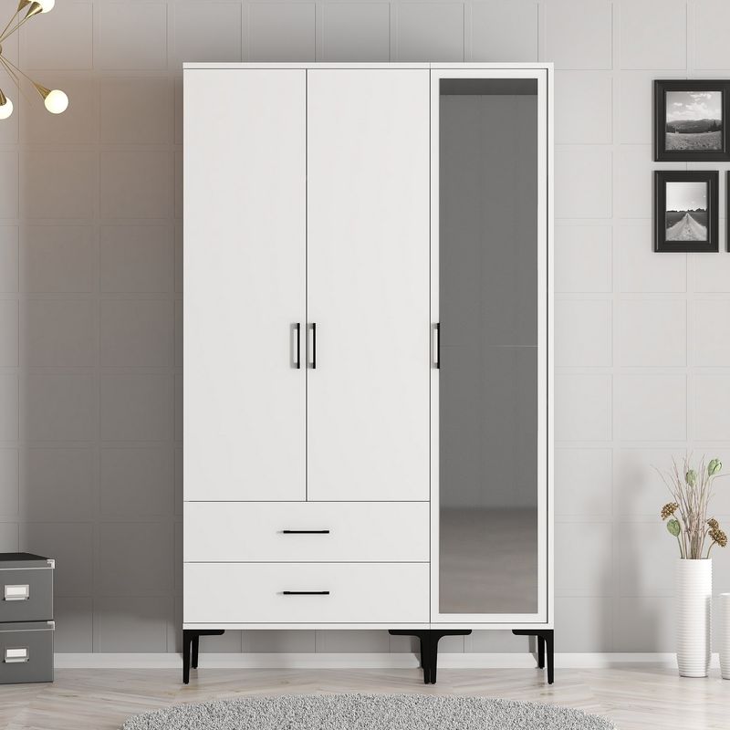Casa si Gradina - Mobilier - Dulapuri si sifoniere - Sifoniere - Sifonier, Hanah Home, panou din particule acoperit cu melamina, alb, 120x47.5x201.4 cm - Infinity.ro
