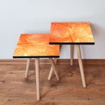 Casa si Gradina - Mobilier - Mese si birouri - Masute de cafea - Set masute de cafea, Hanah Home, mdf, portocaliu si galben, 35x35x47 cm, picioare lemn fag - Infinity.ro