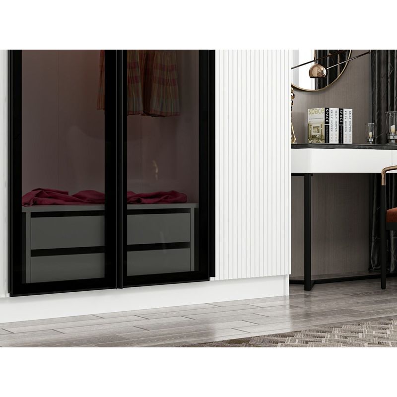 Casa si Gradina - Mobilier - Dulapuri si sifoniere - Dulapuri - Dulap, Hanah Home, panou aglomerat cu melamina, fume, 270x210x52 cm - Infinity.ro