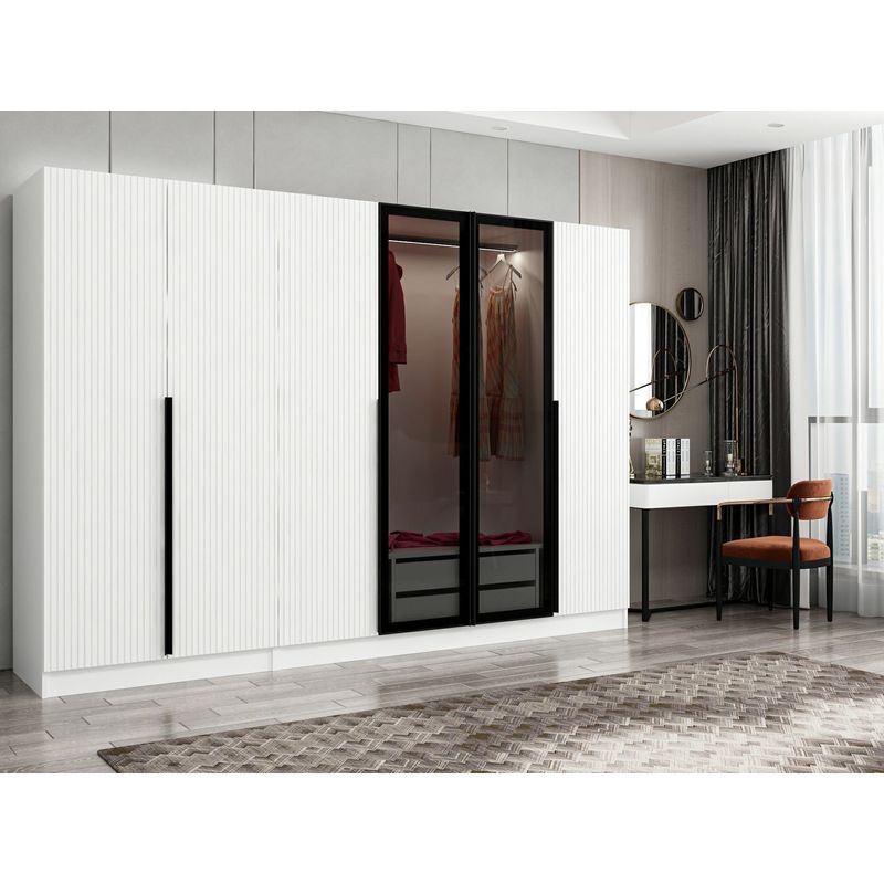 Casa si Gradina - Mobilier - Dulapuri si sifoniere - Dulapuri - Dulap, Hanah Home, panou aglomerat cu melamina, fume, 270x210x52 cm - Infinity.ro