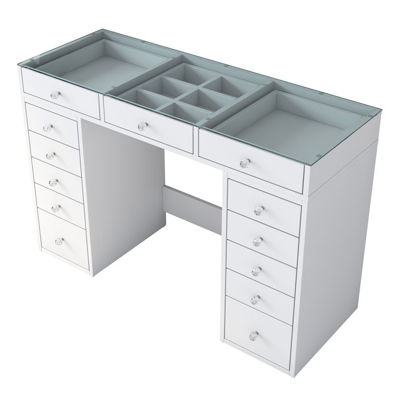 Casa si Gradina - Mobilier - Comode si corpuri - Masute de toaleta - Masa de machiaj, Hanah Home, pal melaminat, alb, 120x44.5x79.8 cm - Infinity.ro