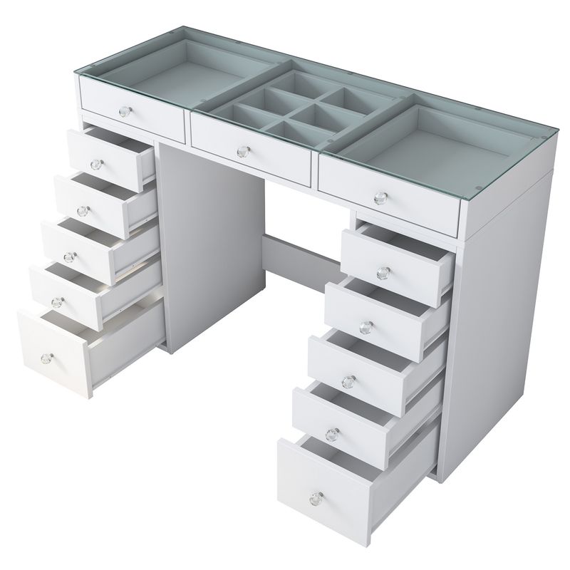 Casa si Gradina - Mobilier - Comode si corpuri - Masute de toaleta - Masa de machiaj, Hanah Home, pal melaminat, alb, 120x44.5x79.8 cm - Infinity.ro