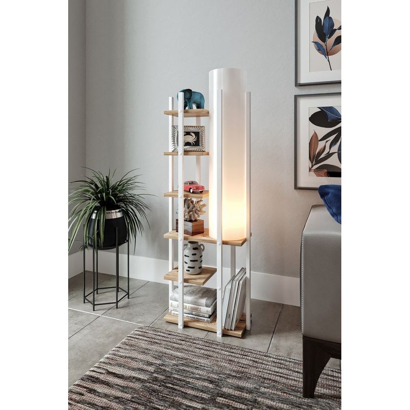 Casa si Gradina - Corpuri si surse de iluminat - Veioze si lampi - Lampadare - Lampadar, Opviq, pal, alb si natural, 45x25x135 cm - Infinity.ro