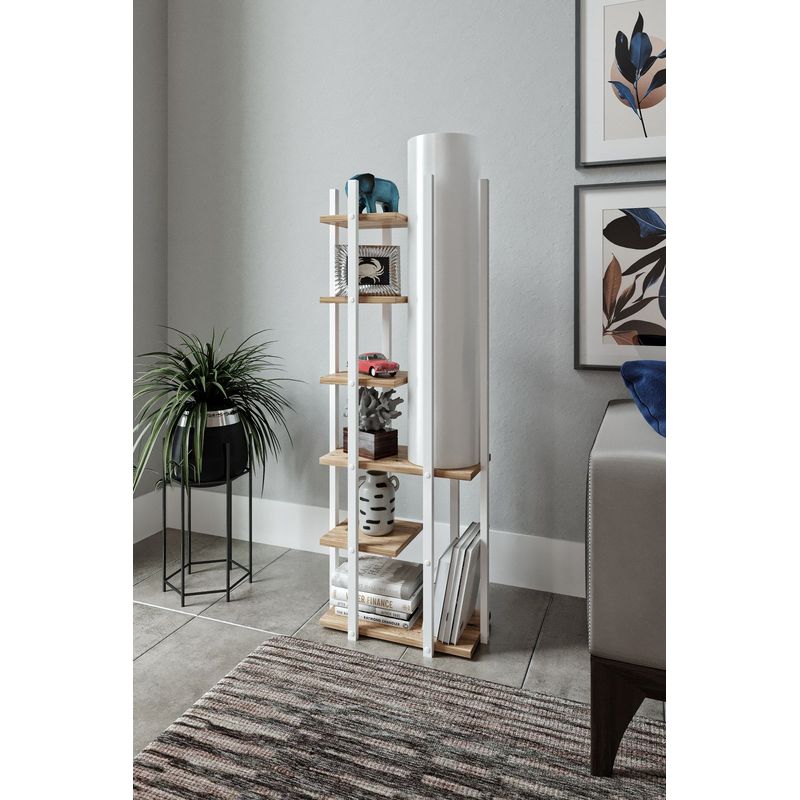 Casa si Gradina - Corpuri si surse de iluminat - Veioze si lampi - Lampadare - Lampadar, Opviq, pal, alb si natural, 45x25x135 cm - Infinity.ro