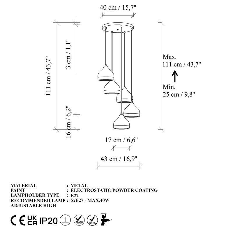 Casa si Gradina - Corpuri si surse de iluminat - Lustre si pendule - Lustra, Opviq, metal, alb, 43x43x111 cm - Infinity.ro