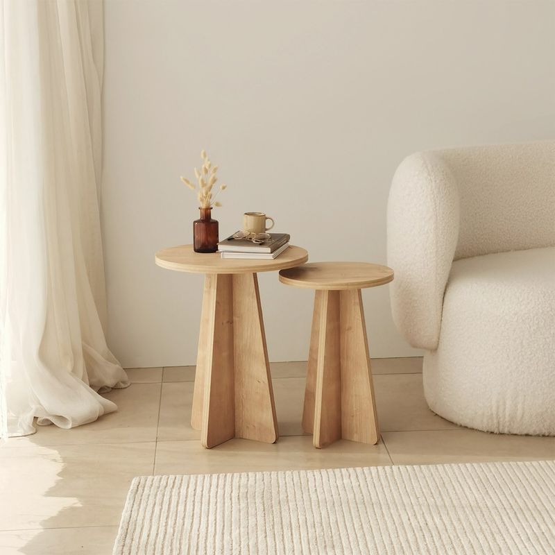 Casa si Gradina - Mobilier - Mese si birouri - Masute de cafea - Set masute de cafea, Hanah Home, PAL melaminat, stejar safir, 40x40x50 cm, 30x30x45 cm - Infinity.ro
