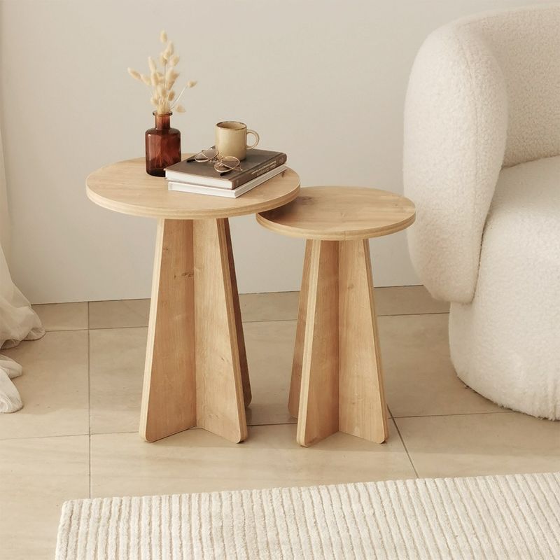 Casa si Gradina - Mobilier - Mese si birouri - Masute de cafea - Set masute de cafea, Hanah Home, PAL melaminat, stejar safir, 40x40x50 cm, 30x30x45 cm - Infinity.ro