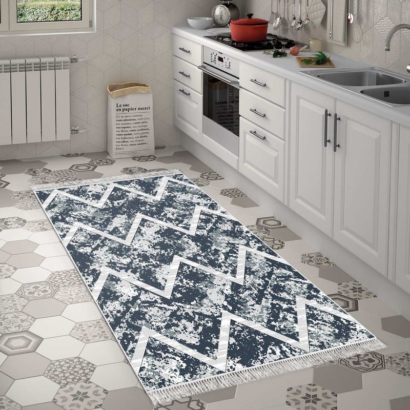 Casa si Gradina - Textile si covoare - Covoare - Covoare casa - Covor, Conceptum Hypnose, albastru, 80x300 cm, 100% poliester, antiderapant, lavabil la masina, 955ANR3172 - Infinity.ro