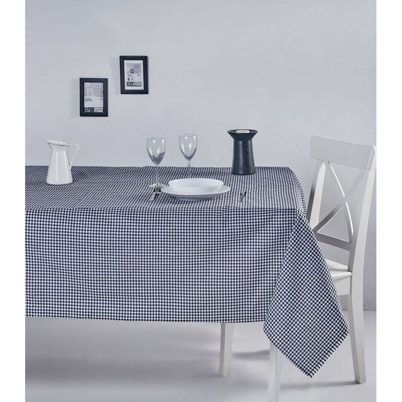 Casa si Gradina - Textile si covoare - Textile bucatarie - Fete de masa - Fata de masa, Hermia, negru si alb, 170x170 cm, 100% bumbac, model in carouri - Infinity.ro