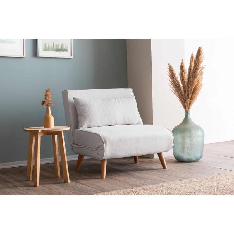 Casa si Gradina - Mobilier - Canapele si coltare - Canapele - Canapea extensibila, Hanah Home, material teddy, alb, 180x80 cm - Infinity.ro