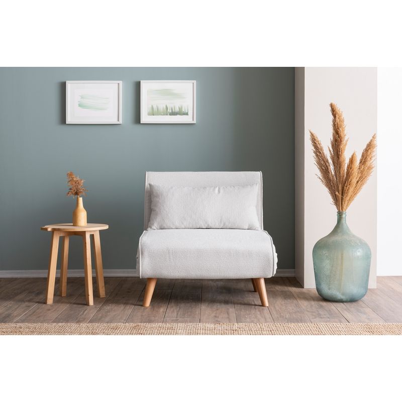 Casa si Gradina - Mobilier - Canapele si coltare - Canapele - Canapea extensibila, Hanah Home, material teddy, alb, 180x80 cm - Infinity.ro