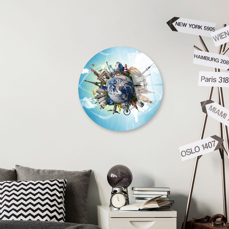 Casa si Gradina - Decoratiuni - Tablouri - Tablou decorativ, Wallxpert, sticla calita, multicolor, diametru 30 cm, 123BZM2645 - Infinity.ro