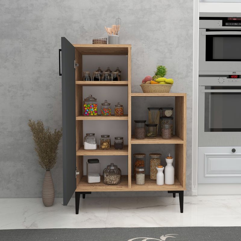 Casa si Gradina - Mobilier - Mobilier baie - Corpuri baie - Dulap baie, Hanah Home, pal melaminat, pin atlantic si antracit, 106.8x35x71.4 cm - Infinity.ro