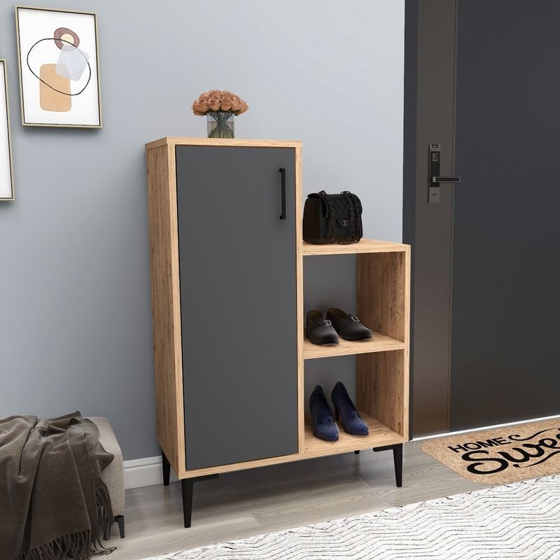 Casa si Gradina - Mobilier - Mobilier baie - Corpuri baie - Dulap baie, Hanah Home, pal melaminat, pin atlantic si antracit, 106.8x35x71.4 cm - Infinity.ro