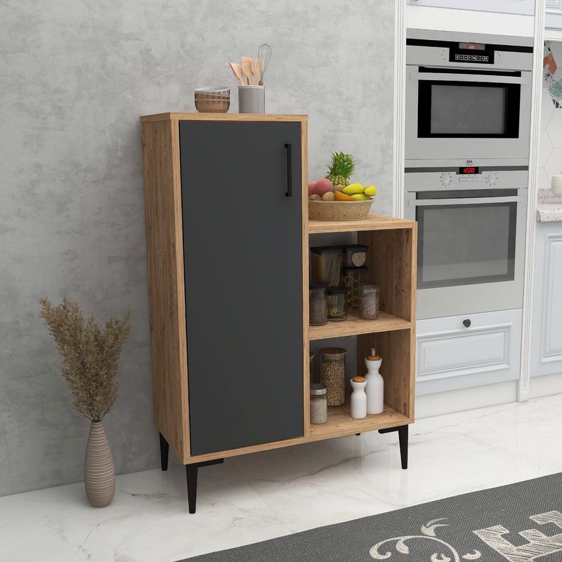 Casa si Gradina - Mobilier - Mobilier baie - Corpuri baie - Dulap baie, Hanah Home, pal melaminat, pin atlantic si antracit, 106.8x35x71.4 cm - Infinity.ro