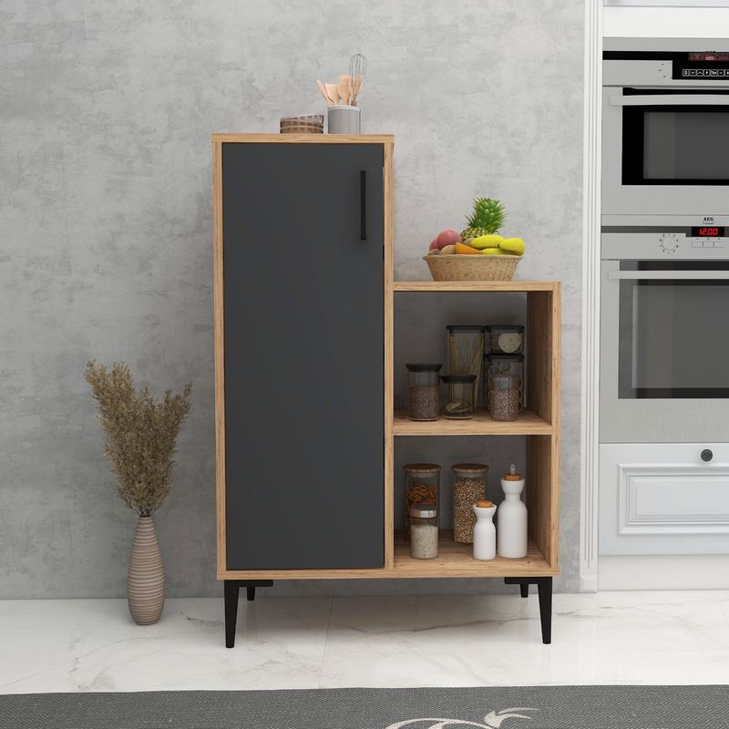 Casa si Gradina - Mobilier - Mobilier baie - Corpuri baie - Dulap baie, Hanah Home, pal melaminat, pin atlantic si antracit, 106.8x35x71.4 cm - Infinity.ro