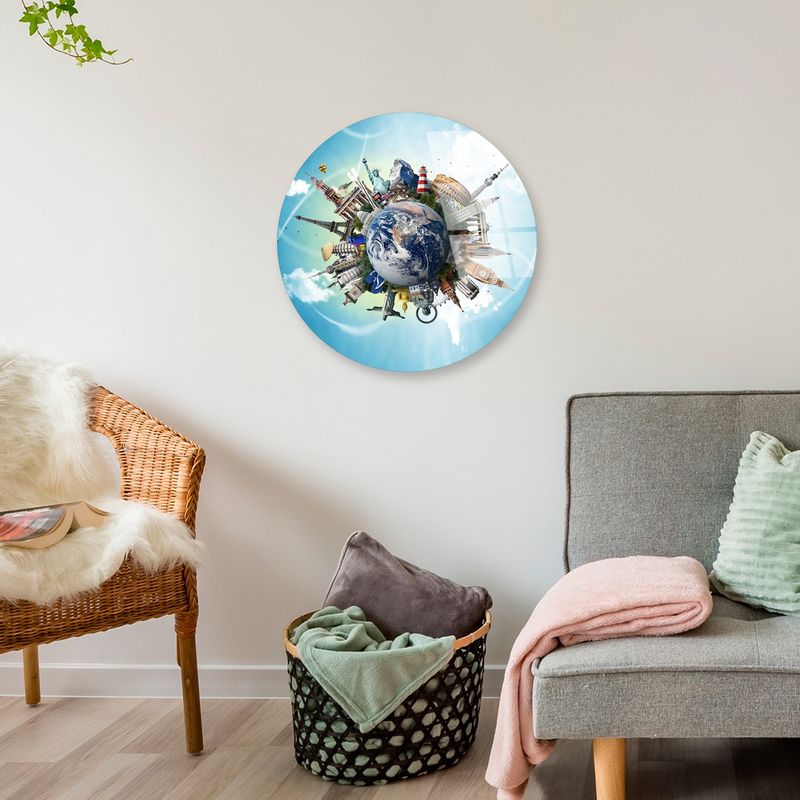 Casa si Gradina - Decoratiuni - Tablouri - Tablou decorativ, Wallxpert, sticla calita, multicolor, diametru 30 cm, 123BZM2645 - Infinity.ro
