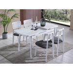 Casa si Gradina - Mobilier - Seturi de mobilier - Seturi mese si scaune - Set masa extensibila cu 4 scaune, Hanah Home, lemn de fag, alb, masa 127x70x75 cm - Infinity.ro