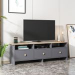 Casa si Gradina - Mobilier - Comode si corpuri - Comode - Comoda tv, Hanah Home, pal melaminat, antracit si stejar, 150x47x36 cm - Infinity.ro