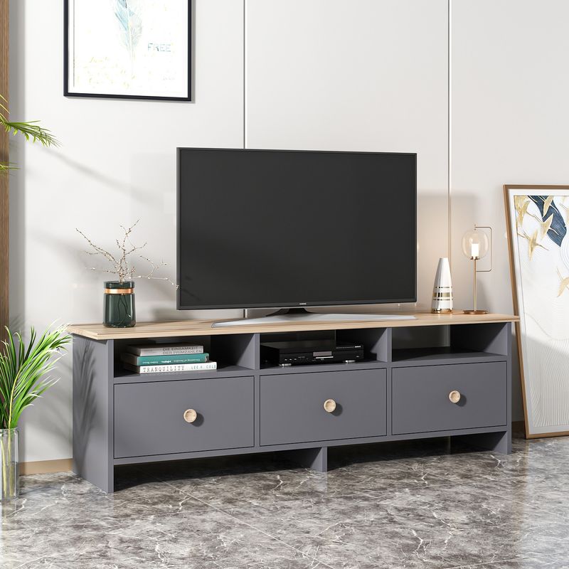 Casa si Gradina - Mobilier - Comode si corpuri - Comode - Comoda tv, Hanah Home, pal melaminat, antracit si stejar, 150x47x36 cm - Infinity.ro