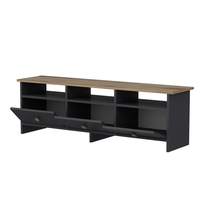 Casa si Gradina - Mobilier - Comode si corpuri - Comode - Comoda tv, Hanah Home, pal melaminat, antracit si stejar, 150x47x36 cm - Infinity.ro