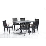 Casa si Gradina - Gradina si terasa - Mobilier exterior - Seturi mobila gradina - Set mobilier gradina, Hanah Home, aluminiu, multicolor, masa 90x150 cm, 6 scaune 57x63x90 cm, 561CLR1308 - Infinity.ro