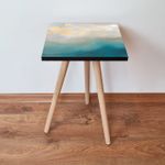 Casa si Gradina - Mobilier - Mese si birouri - Mese living - Masuta laterala, Hanah Home, mdf, albastru bej alb, 35x35x42 cm - Infinity.ro