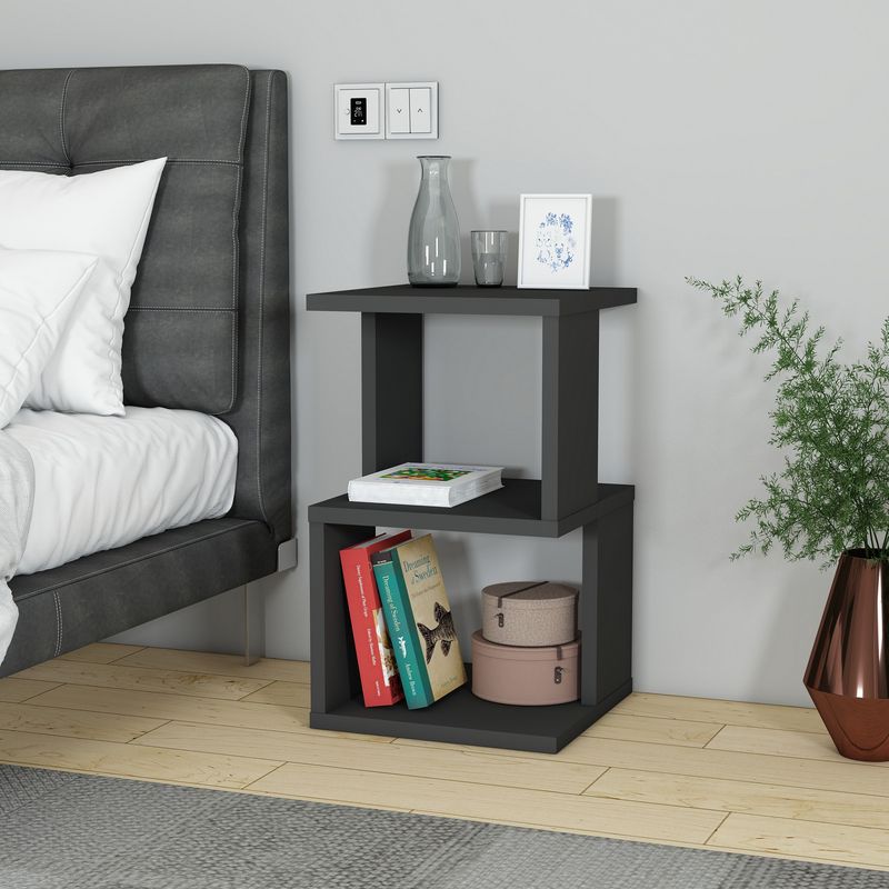 Casa si Gradina - Mobilier - Comode si corpuri - Noptiere - Noptiera, Hanah Home, pal, antracit, 29.6x29.6x49.4 cm - Infinity.ro