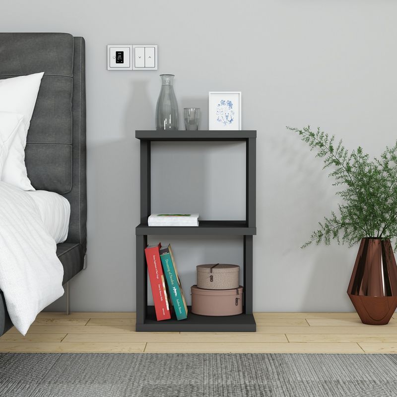 Casa si Gradina - Mobilier - Comode si corpuri - Noptiere - Noptiera, Hanah Home, pal, antracit, 29.6x29.6x49.4 cm - Infinity.ro