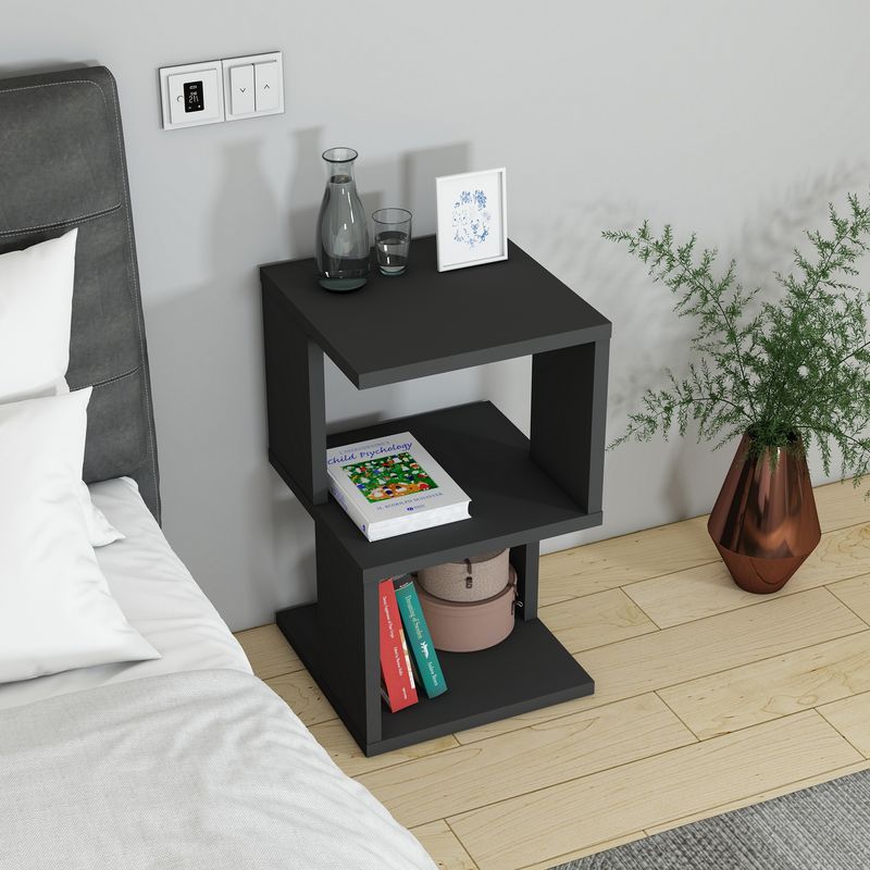 Casa si Gradina - Mobilier - Comode si corpuri - Noptiere - Noptiera, Hanah Home, pal, antracit, 29.6x29.6x49.4 cm - Infinity.ro