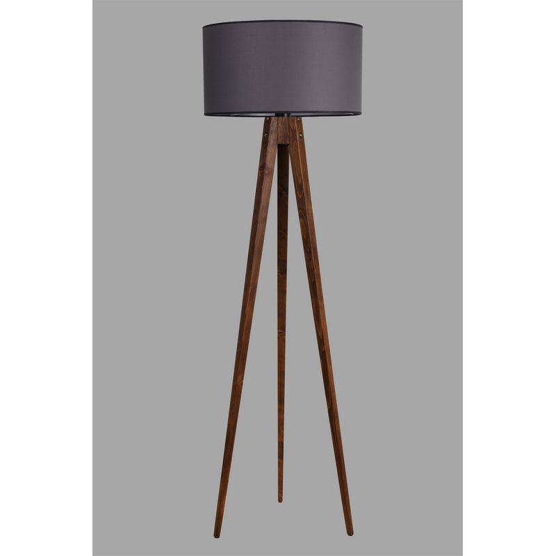 Casa si Gradina - Corpuri si surse de iluminat - Veioze si lampi - Lampadare - Lampadar, Opviq, lemn, nuc si gri, 153 cm - Infinity.ro