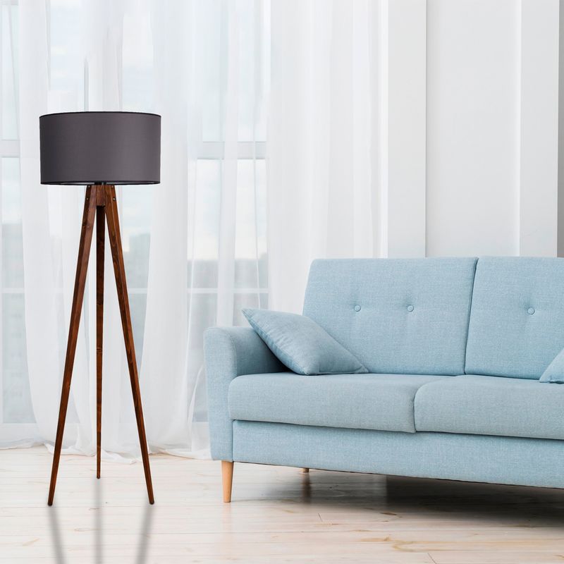 Casa si Gradina - Corpuri si surse de iluminat - Veioze si lampi - Lampadare - Lampadar, Opviq, lemn, nuc si gri, 153 cm - Infinity.ro