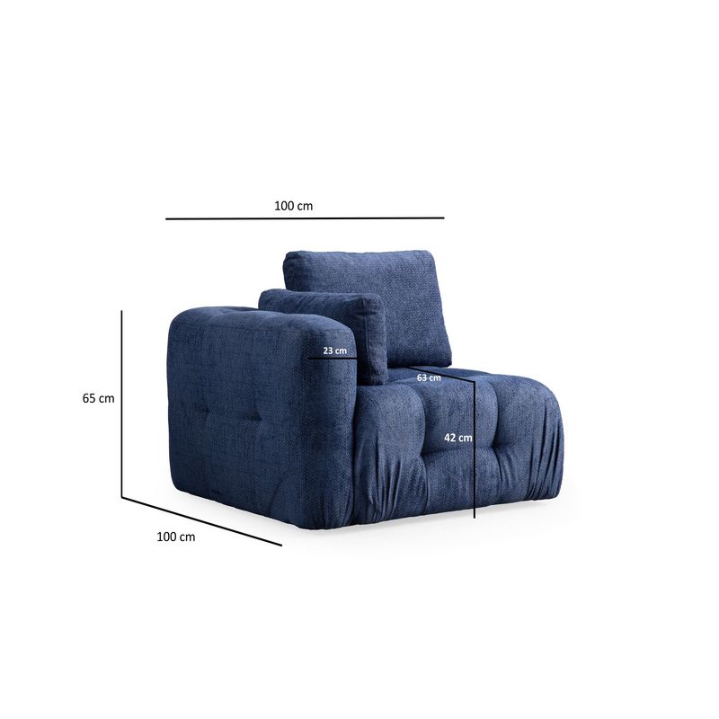 Casa si Gradina - Mobilier - Scaune si fotolii - Fotolii - Fotoliu, Atelier Del Sofa, 100% poliester, albastru marin, 100x100x65 cm - Infinity.ro